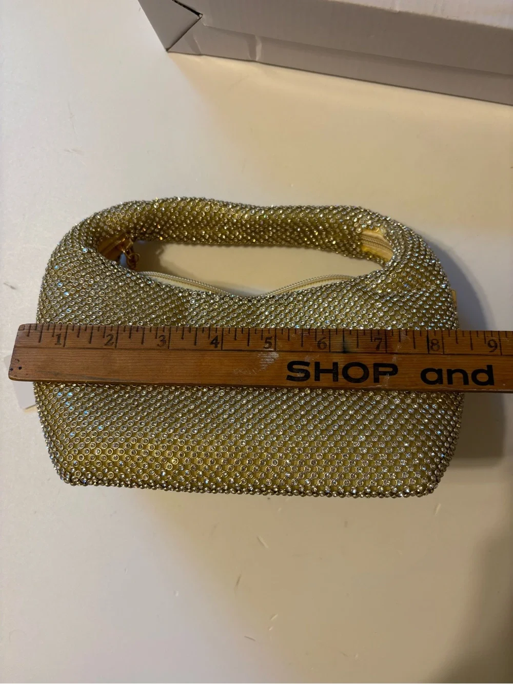 Crystal Mesh Gold Evening Clutch with Top Handle